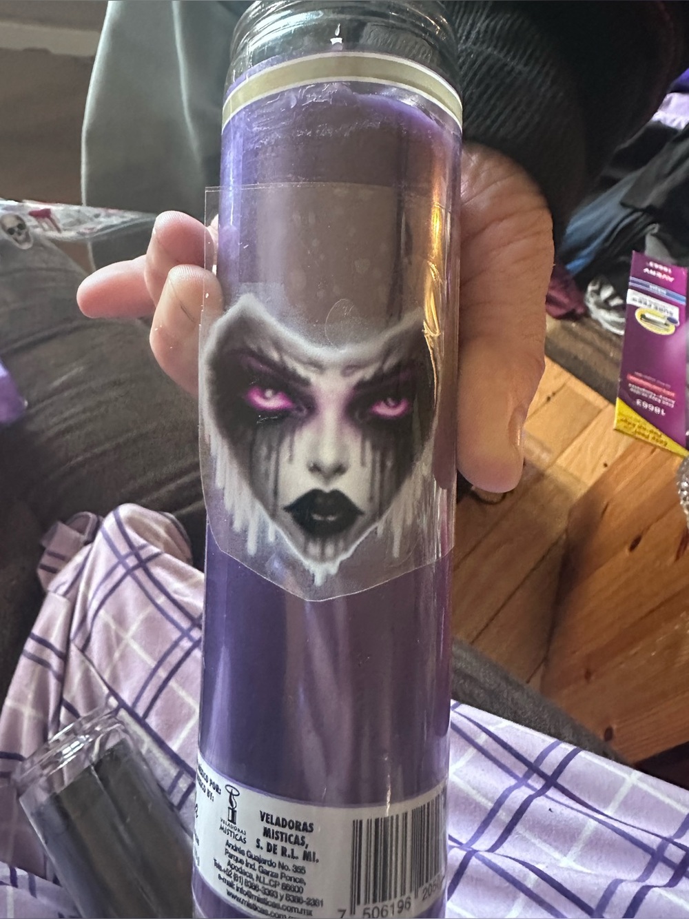 Purple Decorative Gothic Prayer Candle - Unbranded